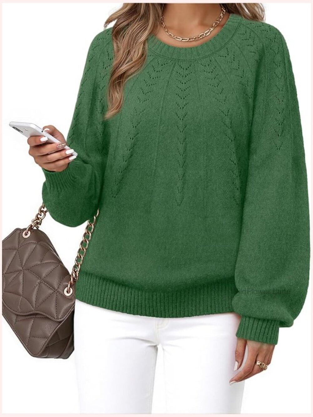 Long Sleeve Crewneck Pullover Sweater Loose Fit Knit Tops